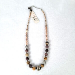 Peyote Bird Womens Necklace 9.5" Multicolor Round Beaded Silver Adjustable Boho